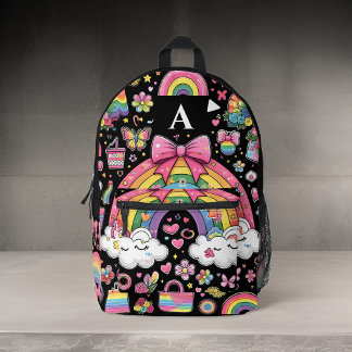 Sac À Dos Imprimé style mignonne filles joli monogramme noir enfants