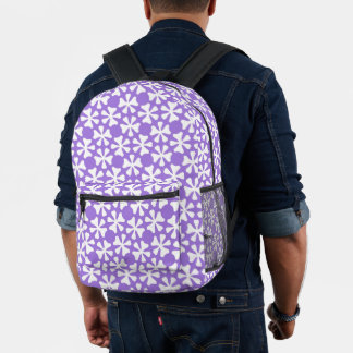 Sac À Dos Imprimé Stylish Purple and White Geometric Floral Pattern