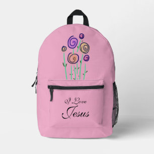 Sac À Dos Imprimé Sucette Graphique Floral J'aime Jésus Rose