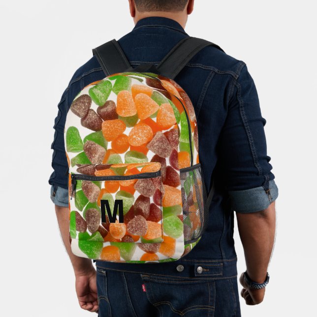 Sac À Dos Imprimé Sucre de gomme rouge orange saupoudré Monogramme (Insitu (Modèle))