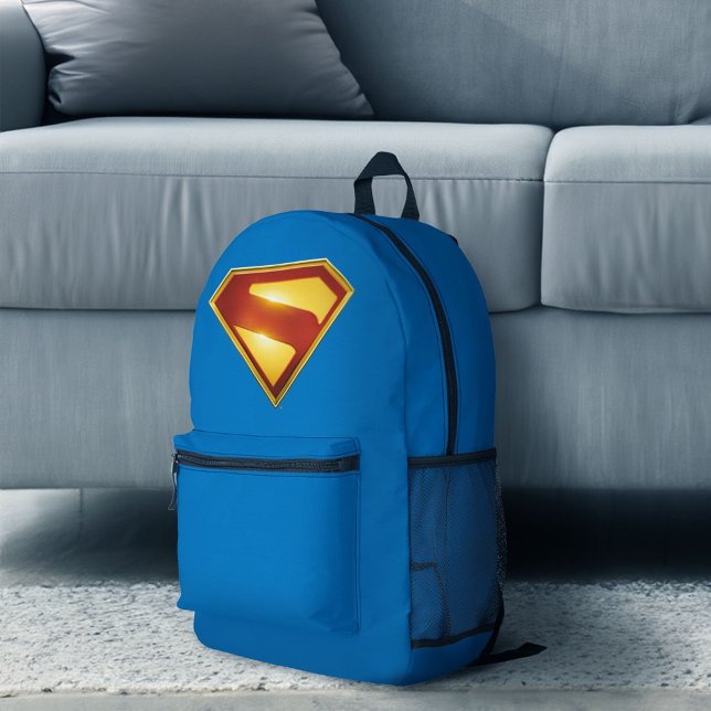 Sac À Dos Imprimé Superman Golden S Shield brillance (Backpack simulated on floor)