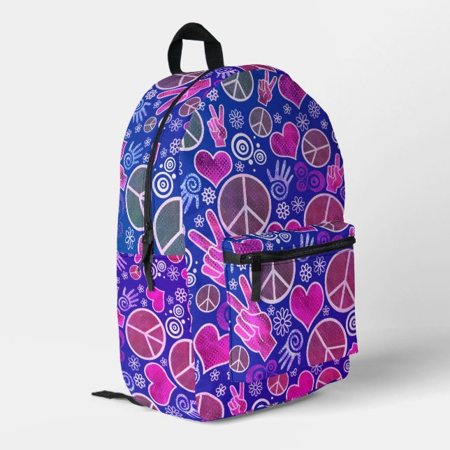 Sac À Dos Imprimé Symbole de la paix Hipster Pacifisme Signal Design (Coin arrière gauche)