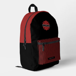 Sac À Dos Imprimé Symbole pompier personnalisé rouge et noir