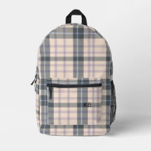 Tartan Plaid Peach Light Vérifier Monogrammes Init