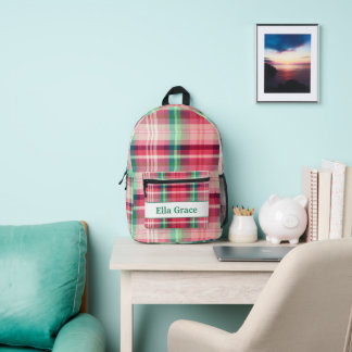 Sac À Dos Imprimé Tartan rose vert