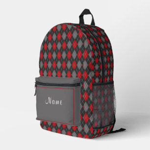 Sac À Dos Imprimé Tartan rouge noir et gris