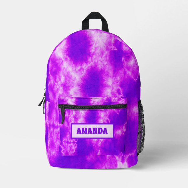 Sac À Dos Imprimé Teinture de noue pourpre personnalisée (Recto)