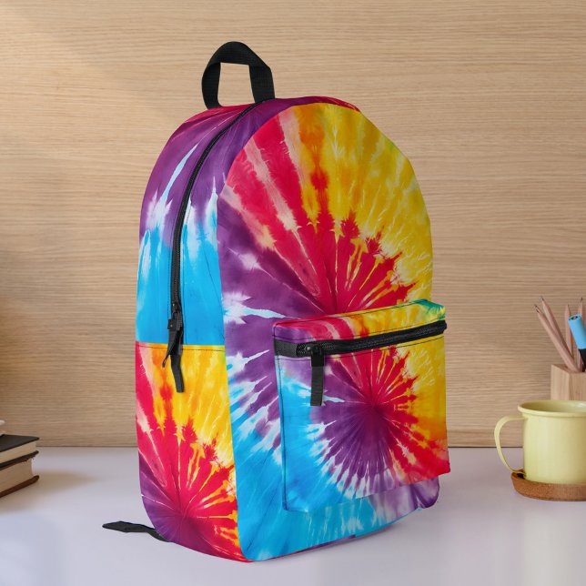Sac À Dos Imprimé Tie Dye Motif Bleu Rouge Jaune (Créateur téléchargé)