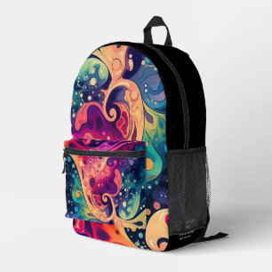 Sac À Dos Imprimé Tie Dye Swirls et dots nom du propriétaire personn