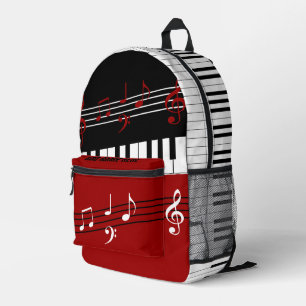 Sac À Dos Imprimé Touches et notes de piano blanc noir rouge personn