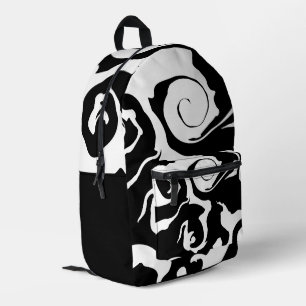 Sac À Dos Imprimé Tourbillon noir et Marbre blanc moderne