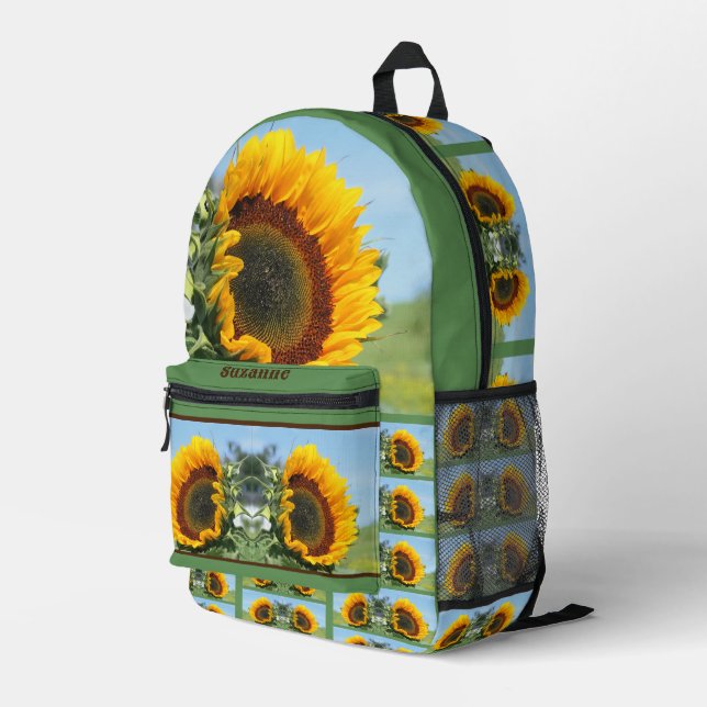 Sac À Dos Imprimé Tournesol Dans Miroir Soleil Personnalisé (Coin arrière droit)