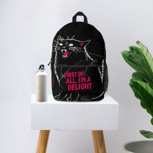 Sac À Dos Imprimé Tout D'abord Je Suis Un Délice Chat Noir Rugissant