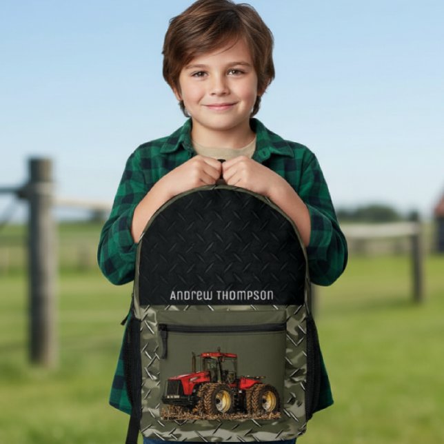 Sac À Dos Imprimé Tractor Farming Equipment Cool Agriculture  (Cool red tractor back to school back pack. )