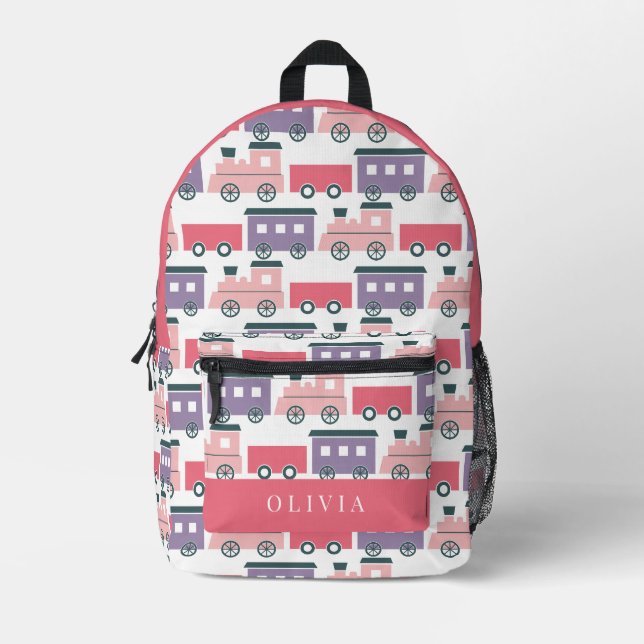 Sac À Dos Imprimé Train à vapeur Motif rose et violet fille (Recto)