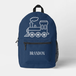 Sac À Dos Imprimé Train pour enfants garçons bleu Nom personnalisé