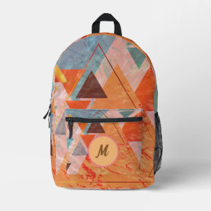 Sac À Dos Imprimé Triangles abstrait motif de bloc de couleur géomét