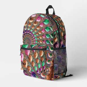 Sac À Dos Imprimé Trippy coloré Super vibrant Spiral Fractal Art
