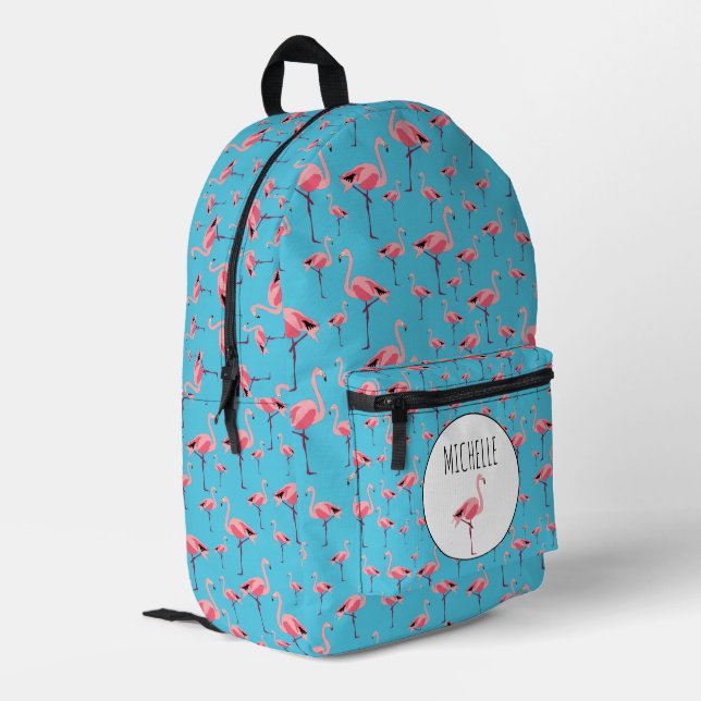 Sac À Dos Imprimé Tropical Summer Pink Flamingo Nom du modèle (Coin arrière gauche)