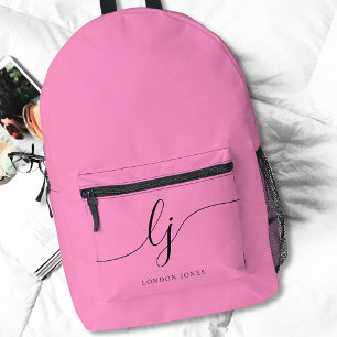 Sac À Dos Imprimé Typographie féminine rose chaud Nom Girl