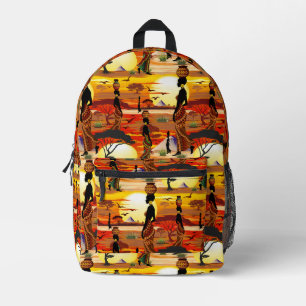 Sac À Dos Imprimé Une belle femme africaine Silhouette sur les solei