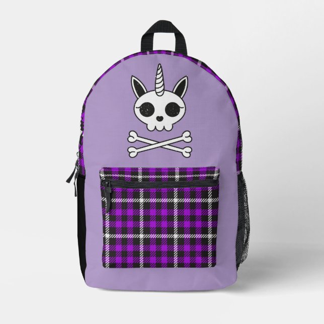 Sac À Dos Imprimé Unicorne crâne et os croisés (Recto)
