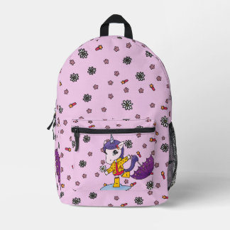 Sac À Dos Imprimé Unicorne florale rose mignonne et simple en Rainco