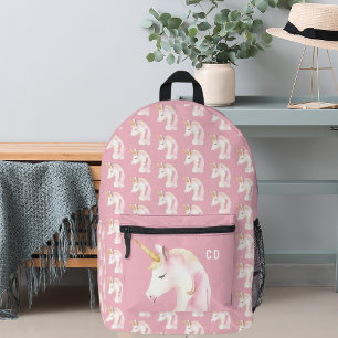 Sac À Dos Imprimé Unicorne motif rose joli initiales