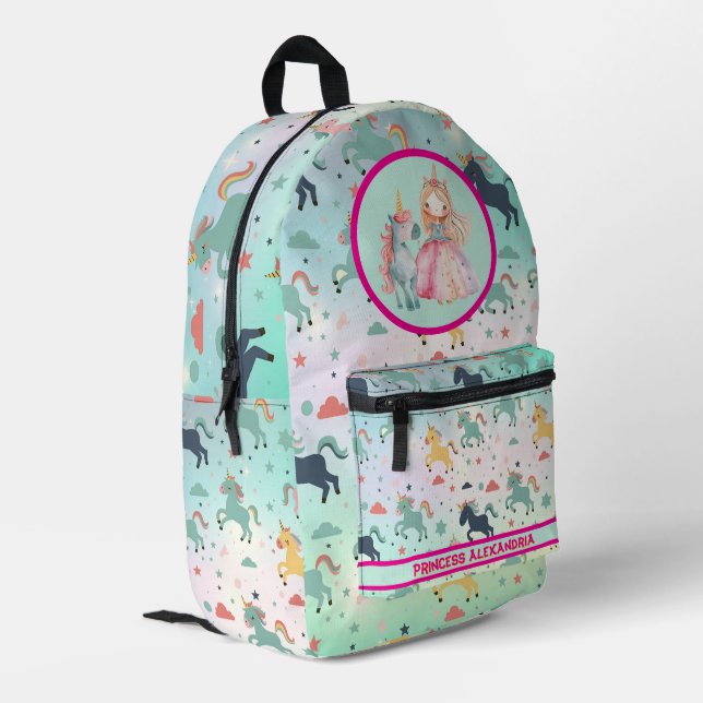 Sac À Dos Imprimé Unicorne Princesse personnalisée (Coin arrière gauche)