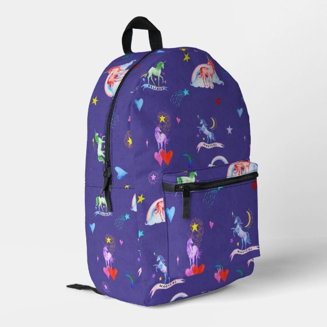 Sac À Dos Imprimé Unicornes aquarelle (Coin arrière gauche)