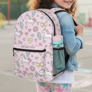 Sac À Dos Imprimé Unicornes volantes Rainbows Kawaii Pink ID381