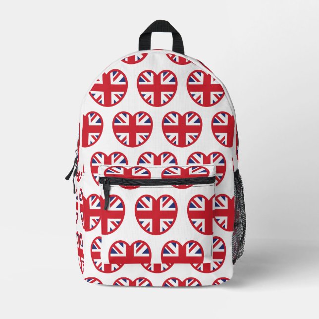 Sac À Dos Imprimé United Kingdom Union Jack Flag Heart (Recto)