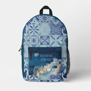 Sac À Dos Imprimé Vacances,Perdu dans la lumière de Santorin