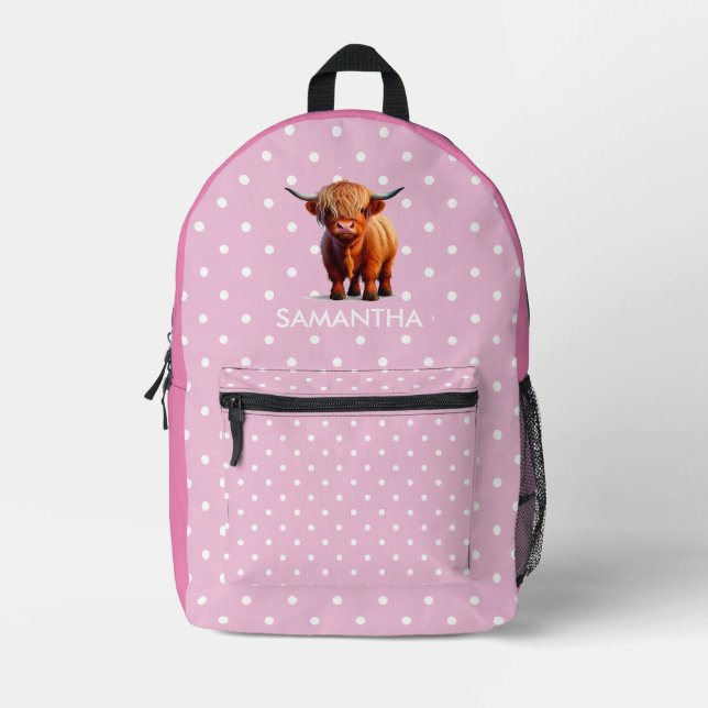 Sac À Dos Imprimé Vache Rose Et Blanc Doux (Recto)