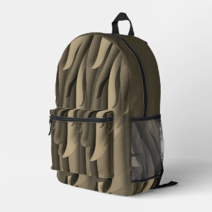 Sac À Dos Imprimé Vague d'art moderne marron et beige
