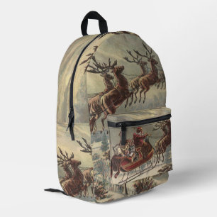 Sac À Dos Imprimé Veille de Noël vintage Santa Claus victorien traîn