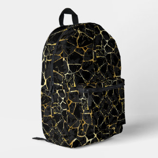 Sac À Dos Imprimé Veine d'or Kintsugi noir