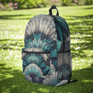 Sac À Dos Imprimé Ventilateurs Art Nouveau bleu et argent