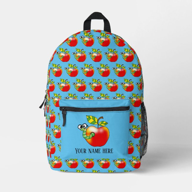 Sac À Dos Imprimé ver de bibliothèque de pomme intelligent (nom) (Recto)