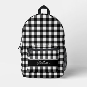 Sac À Dos Imprimé Vérifications personnalisées de buffle noir et bla