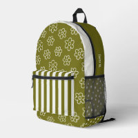 Vert olive rétro personnalisé à motif de marguerit