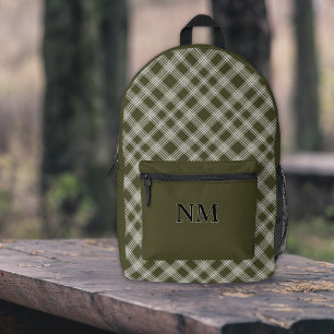 Sac À Dos Imprimé Vert sapin à carreaux personnalisé classique