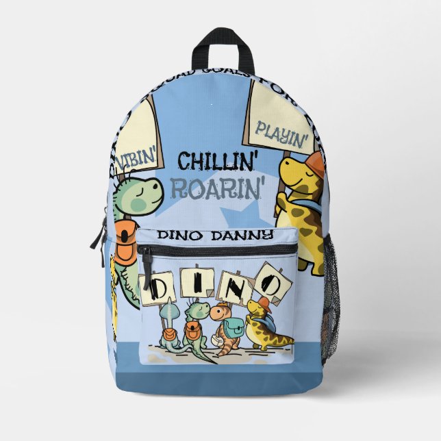 Sac À Dos Imprimé Vibes Cool à thème Dino & Amusement pour 2024 (Recto)