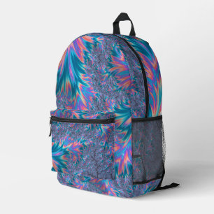 Sac À Dos Imprimé Vibrant Super Trippy Bohème Turquoise Coral Fracta