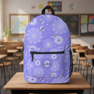 Sac À Dos Imprimé Vibrant Violet Lavande Folk Art motif floral