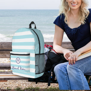 Sac À Dos Imprimé Vibrations de Plage Rayures Côtières Monogramme Ma