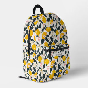 Sac À Dos Imprimé Vintage citron et Motif de fleurs roses