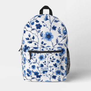 Sac À Dos Imprimé Vintage Floral bleu Nom