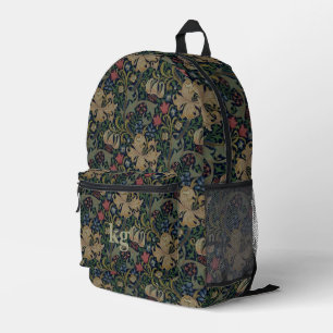 Sac À Dos Imprimé Vintage William Morris Marine Bleu Rouge Chrysanth