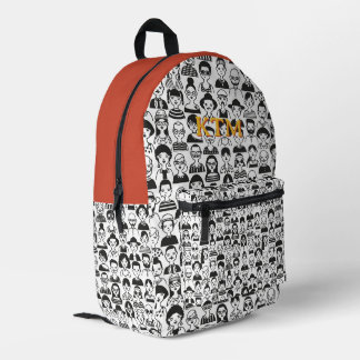 Sac À Dos Imprimé Visages Gribouillés Noir Blanc Monogramme Terracot